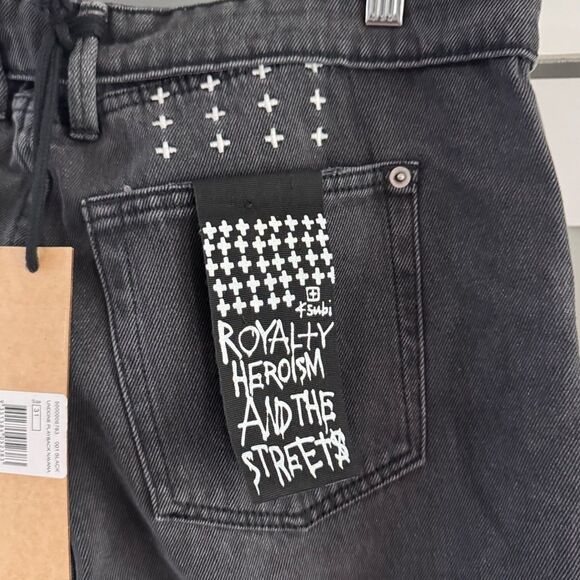 Ksubi Black Undone Playback Navana wide leg jeans sz 31 NWT - Picture 4 of 11